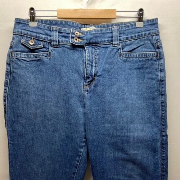 Lee Natural Bootcut Jeans Women’s 14 Blue Mid Rise Flap Pockets Stretch Denim - Picture 2 of 13
